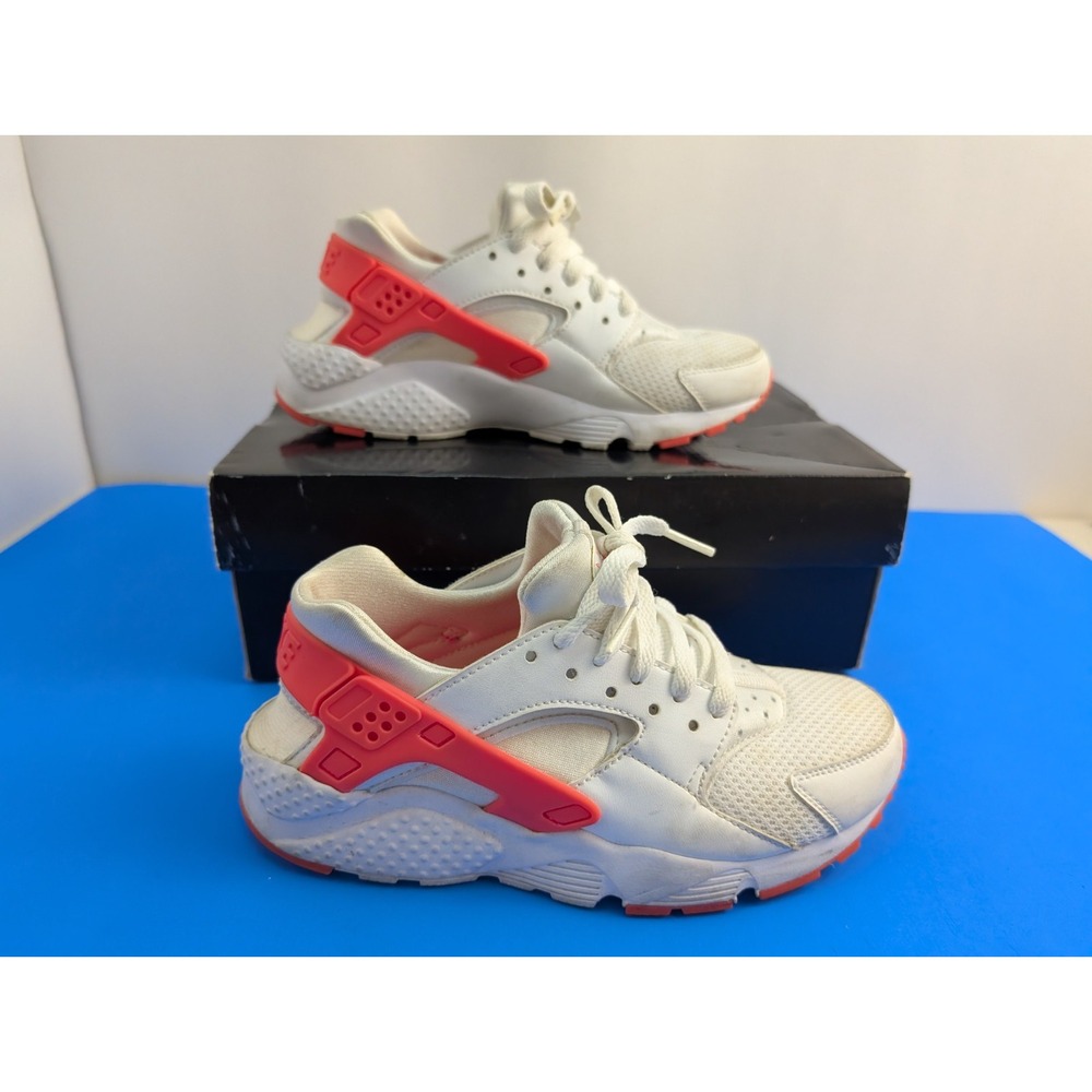 Girls Nike Air Huarache Run White Racer Pink Running Shoes GS 654280-108 sz 4.5Y